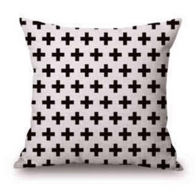 Black and White Linen Pattern Pillow Case