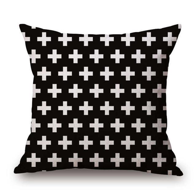 Black and White Linen Pattern Pillow Case