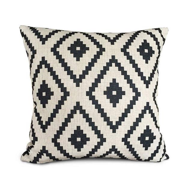 Black and White Linen Pattern Pillow Case