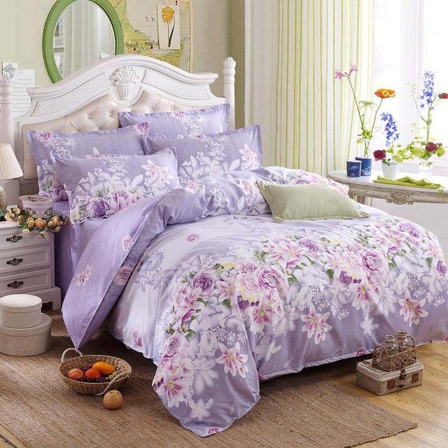 Decorative Bedding Set - Duvet Cover, Bed Sheet and 2pcs Pillow Case (Floral Collection)