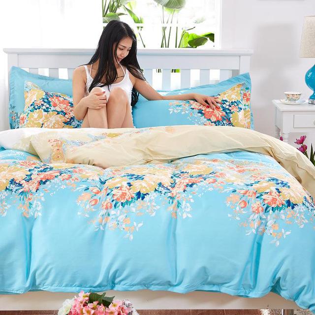 Decorative Bedding Set - Duvet Cover, Bed Sheet and 2pcs Pillow Case (Floral Collection)